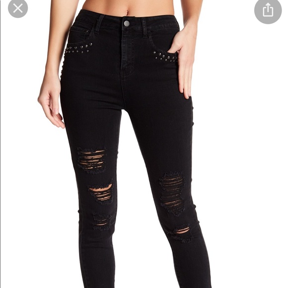 Wild Pearl Denim - Nordstrom Wild Pearl Black Ripped Studded Jeans